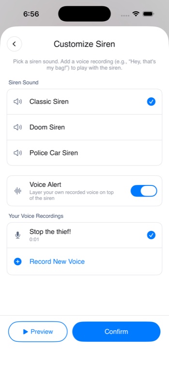 BagWatch customize siren and voice